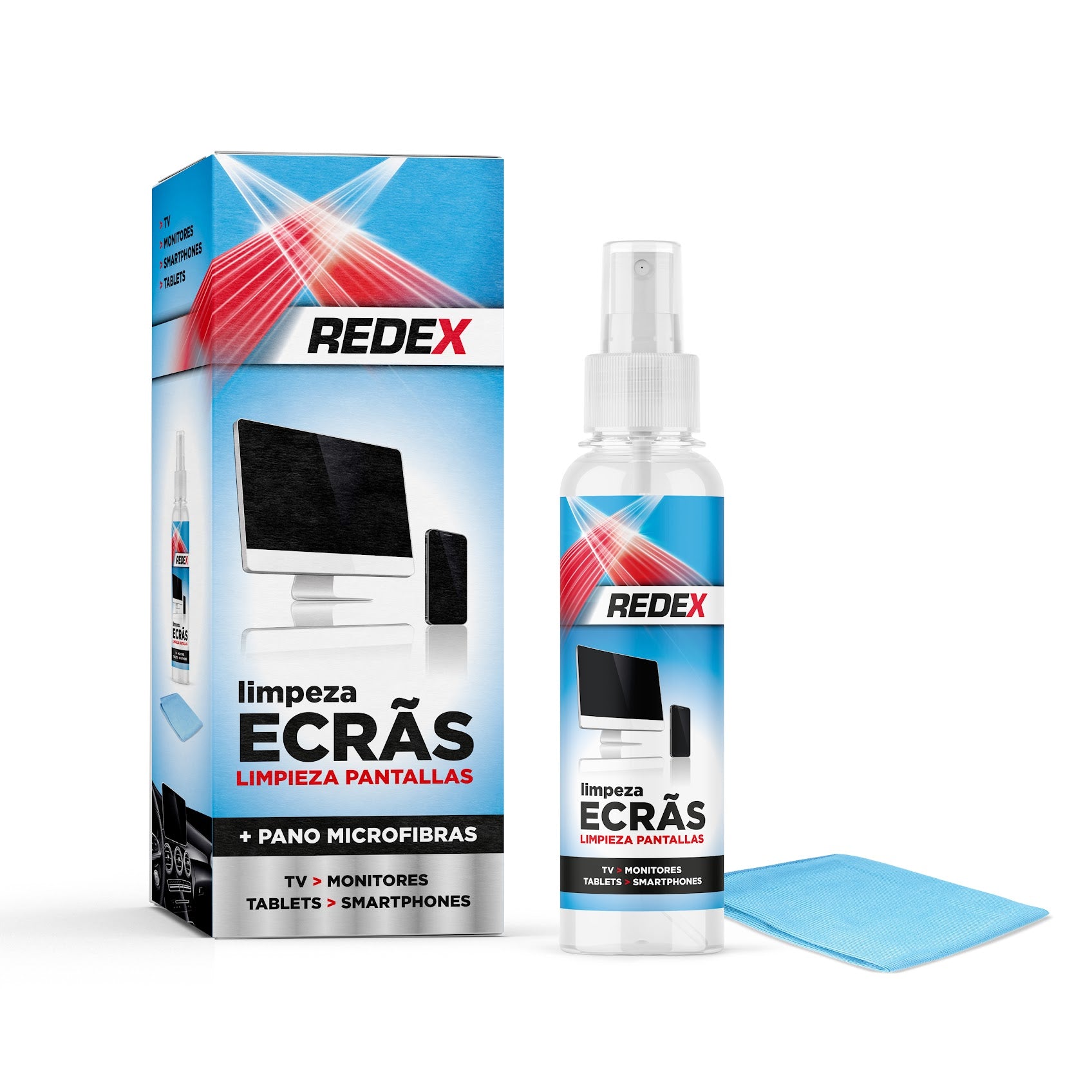 Redex Limpiador de Pantallas con Paño 200 ml - producto profesional para el coche